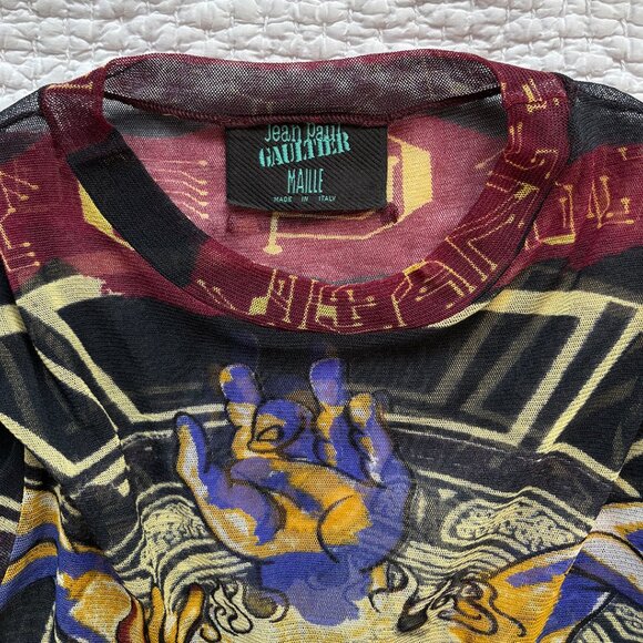 Iconic Jean Paul Gaultier Maille Sheer Mesh Long Sleeve Shirt, Size Medium - Picture 4 of 5